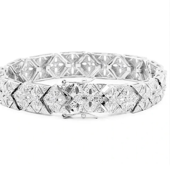 Elegant Silver plated raw/rough diamond Bracelet - Picture 6 of 15